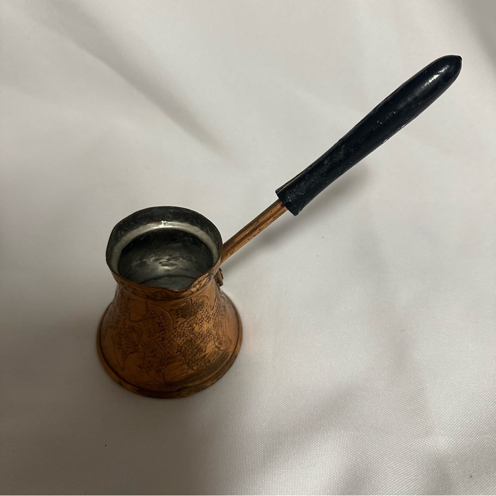 Vintage Copper Turkish Coffee Pot with Black Handle